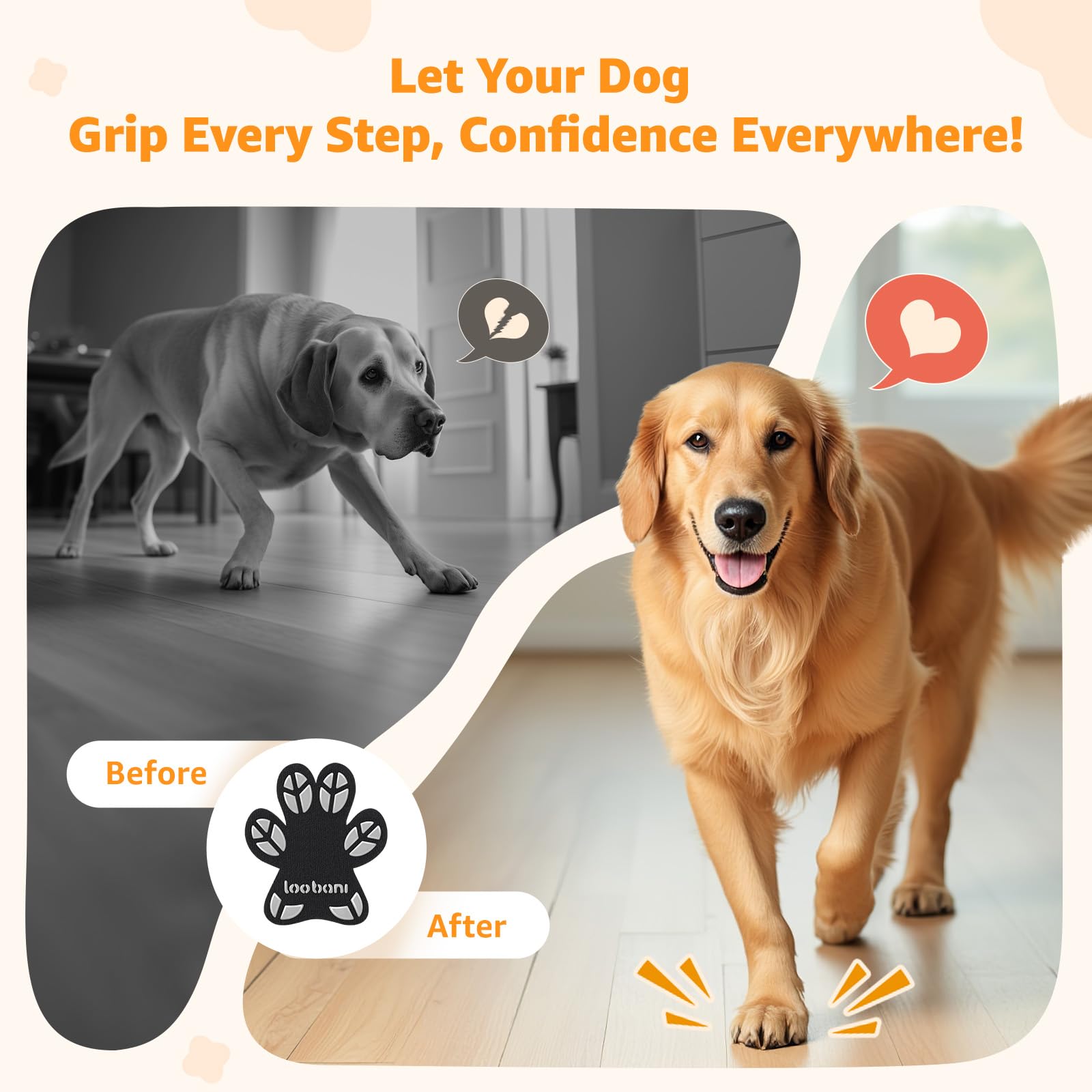 Dog Toe Grips For Senior Dogs - Dog Paw Protector Pads For Dogs Traction On Hardwood Floors, Paw Covers With Stronger Adhesive F